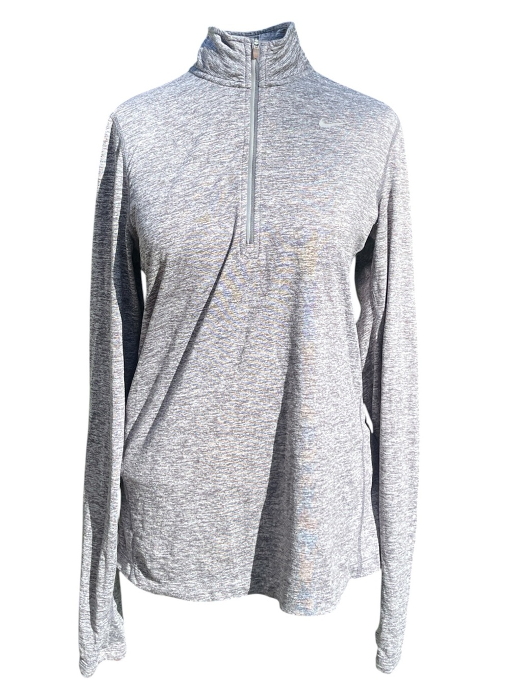 Nike Women's Heather Gray Quarter-Zip Long Sleeve Top size small